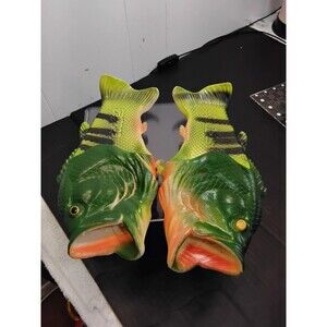 Coddies Fish Green Flip Flops Slide Sandals Novelty Shoes Men 38/39~ 5~6